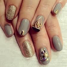 Grey And Gold Nails Gold Nails Pastel Nails Designs Trendy Nails