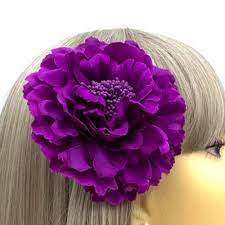 $6.95 extra large white blue flower double plumeria hair clip. Purple Hair Flower Fascinator Clip For Flower Girls Bridesmaids