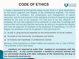 All officers are to ensure that their conduct complies with the spirit of this code. Chapter 3 Engineering Ethics Ppt Video Online Download