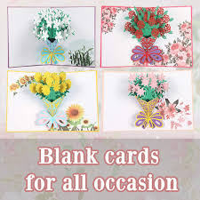 How to make pop up thank you cards. Buy Pop Up Card 3d Greetings Card Happy Valentine S Day Flower Thank You Card For Wife Moms Handmade Bouquet Birthday Anniversaries Gifts 4 Pack Envelopes Includes Online In Hungary B0757q1jpl