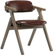 Gww Retro Dining Chairs Wood Deluxe Pu Padded Foldable Chair With Backrest And Armrest Armc In 2020 Solid Wood Dining Chairs Wooden Dining Chairs Leather Dining Chairs