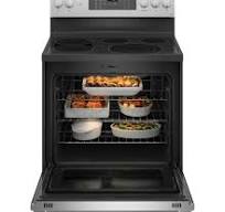 GE Profile 30-in Glass Top 5 burners 5.3-cu ft Air Fry Freestanding  Electric Range Fingerprint-resistant Stainless Steel )