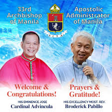 Jun 24, 2021 · with his installation as manila arcbhishop, advincula has under his guidance 600 priests from 86 parishes and some 3 million catholics. Vicariate Of Our Lady Of Guadalupe We Have A New Archbishop Pope Francis Has Appointed His Eminence Jose Fuerte Cardinal Advincula As The 33rd Archbishop Of Manila He Is Currently Archbishop