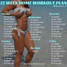 12 Week Home Workout Plan At Home Workout Plan At Home Workouts Workout
