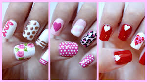 Keep it simple with a matte finish or add a few gems to channel your inner glitzy goddess. Valentines Day Nails Three Easy Designs Jennyclairefox Youtube