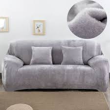 Filter within colour, pattern, material. Airyclub Plush Fabric Sofa Cover Velvet Cloth Thick Slipcovers Keep Warm Sofa Covers Funiture Protector Polyester Dust Proof Solid Gray