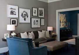 Light blue colors like sky blue provide a timid atmosphere so in order to enhance the overall look, pair the blue wall with strong accent colors. Gray Velvet Sofa Contemporary Living Room Kendall Wilkinson Design