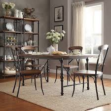 Merida 5 Piece Rustic Industrial Dining Set Distressed Ash Industrial Dining Sets Industrial Dining Dining Room Style