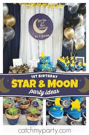 Love You To The Moon And Back Birthday Iris Moon And Stars 1st Birthday Party Catch My Party Moon Party Ideas Star Birthday Party Birthday Party Themes