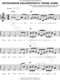 Spongebob Squarepants Theme Song From Spongebob Squarepants Sheet Music For Beginners In C Major Download Print Saxophone Sheet Music Clarinet Sheet Music Flute Sheet Music