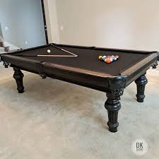 Finished Installing This 8 Foot Custom Hillary Pool Table In Yorba Linda Black Felt Billiards Dkbilliards Pla Black Pool Table Pool Table Room Pool Table