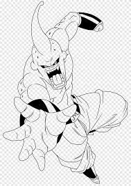 His hair is black (or dark brown, depending on the media) and spikes upwards. Majin Buu Vegeta Black And White Drawing Line Art Boo White Hand Png Pngegg