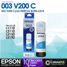 Some checking in the countries where the epson l3150 printer is sold show the ink is either 003 or 544 ink. Epson Original Genuine 003 Cyan Refill Ink Bottle L1110 L3110 L3150 L5190 V200 Epson Ink Cartridges Original