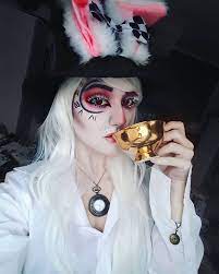 Diy Alice In Wonderland White Rabbit March Hare Costume Maskerix Com White Rabbit Makeup Alice In Wonderland Makeup Wonderland Makeup
