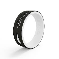 Women S Strata Black And White Arrow Silicone Ring Silicone Wedding Band Ring Fit Rings