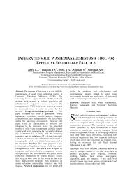 The good waste management will make sure that community can live comfortably. Pdf Integrated Solid Waste Management As A Tool For Effective Sustainable Practice