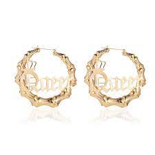 18k Gold Custom English Queen Letter Initial Earrings Big Hoop Earrings Round Bamboo Earrings Ejr2277 Buy Bamboo Earrings Queen Earrings Letter Initial Earrings Product On Alibaba Com