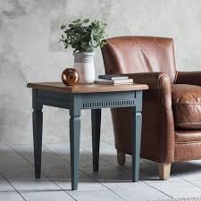 Gallery Direct Bronte Storm Side Table Wooden Side Table Painted Side Tables Blue Side Table