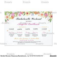 Bridal Shower Itinerary Bachelorette Schedule Zazzle Com In 2021 Bridal Shower Itinerary Bachelorette Schedule Wedding Itinerary Template