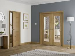 Goppal60 Palermo Internal Oak Rebated Door Pair With Clear Glass Internal Doors Modern Internal Oak Doors Oak Interior Doors