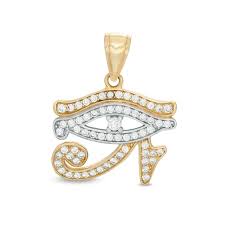 When appearing as the udjat, it represents the right eye of ra, the sun god. Cubic Zirconia Eye Of Horus Necklace Charm In 10k Two Tone Gold Banter