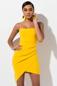 Akira Spaghetti Strap Asymmetrical Mini Dress In Yellow Evening Mini Dresses Mini Dress Short Yellow Dress