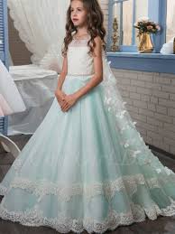 Ob hochzeit, geburtstag, konfirmation oder jubiläum: Festliche Kindermode Hochzeit Blumenmadchen Kleid Hellblau Tull Spitze Mit Schmetterlingen
