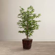 The japanese maple bonsai tree is known for its delicate foliage and beautiful shades of gold, orange and red during autumn. World Menagerie Artificial Japanese Maple Bush Tree In Planter Reviews Wayfair