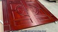 American Oak Solid Wood Carved Phoenix Pattern Entrance Door Villa Luxury  Double Carved Door Design