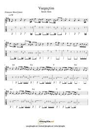 Sezen Aksu Vazgectim Gitar Nota Tab Gitaregitim Net Gitar Muzik Notalari Notalara Dokulmus Muzik