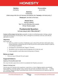 Honesty Character Lesson Plan Free Downloadable 52 Total Character Lessons Character Education Honesty Lesson