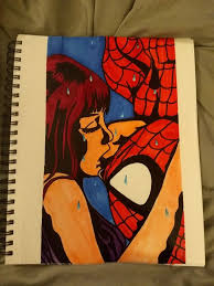 Upside Down Spiderman Kiss Kiss Painting Kissing Drawing Spiderman