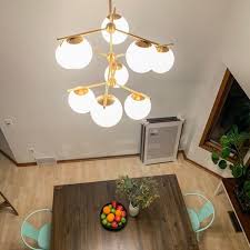 Sphere Stem 9 Light Chandelier Milk Chandelier Lighting Chandelier Glass Globe