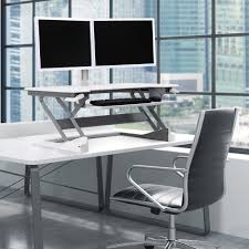 Standing desks vs sit stand desks vs standing desk converters: Edw 4201d Ergodirect Dual Monitor Sit Stand Desktop Workstation White