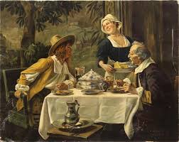 About this painting:this art work from old master jules grun, the original name is the dinner party, the original size is 60 x 90cm, about 23.62x35.43inch, the original medium is oil on canvas,our item number is whj3182. Albert Friedrich Schroder The Dinner Party Mutualart