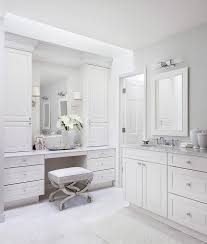 Get 5% in rewards with club o! White And Gray Bathroom With Mirrored Vanity Stool Transitional Bathroom