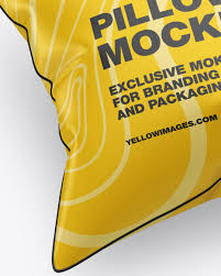 Are you looking for blanket mockup for your next project? Glossy Pillow Mockup In Indoor Advertising Mockups On Yellow Images Object Mockups