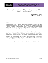 As you improve, the words that you learn will become more by comparing your answers to the hundreds of millions of answers given by other vocabulary.com users, we personalize your learning experience. Pdf Vocabulary Learning Strategies Of English As Foreign Language Efl Learners A Literature Review