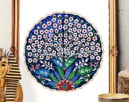Traditional Ottoman Tree Of Life Wall Art Turkish Tile Tree Of Life Watercolor Painting Iznik Tile Design Print Painting Watercolor Tulips Original Paintings
