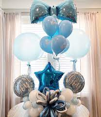 We Decorate You Celebrate On Instagram It S A Boy Such A Fun Marquee Bouquet For A Special Baby Baby Shower Balloons Balloon Bouquet Balloon Arrangements