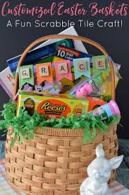 Easter baskets are a thing now, people! Customized Easter Baskets Scrabble Tile Crafts My Crazy Good Life