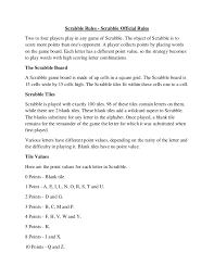 Arrange the word bank contents: Scrabble Rules