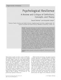 Pdf Psychological Resilience A Review And Critique Of Definitions Concepts And Theory