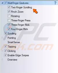 The distance between the fingers is reported as a scale factor. Two Finger Scroll Not Working