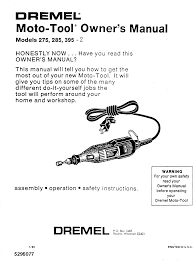 Dremel Moto Tool 275 Users Manual