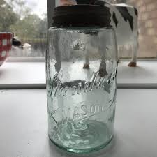 Newark antiques and interiors ltd. Antique Green Quart Size 1848 Mason Standard Collectible Glass Jars Kitchen Storage Farmhouse Collectible Zinc Glass Lid Carol S True Vintage And Antiques