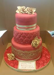 Order delicious anniversary cake online from winni and surprise your loved ones. 3 Tier Red And Gold Themed 10th Anniversary Cake Cakecentral Com