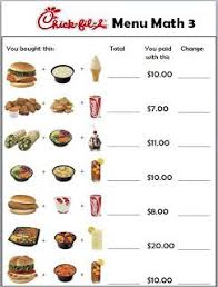 Empowered By Them Chickfila Menu Money Math Money Math Worksheets Math Worksheets
