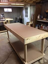 Workbench Made From 2x4 Mdf Osb And To Finish It Off 1x6 Pine Board Diy House Projects Woodworking Furniture Diy Projects Lamps