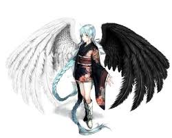 Anime Angel With Black And White Wings Pin On Yesss